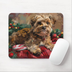 Tapis De Souris Fête de Noël de Chien Yorkipoo