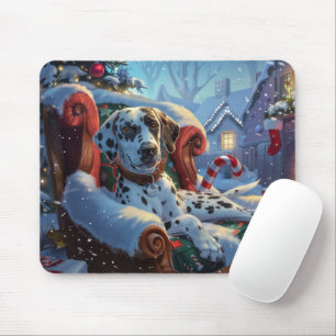 Tapis De Souris Fête de Noël des Chiens de Dalmatie