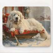 Tapis De Souris Fête de Noël des Chiens des Pyrénées (Devant)