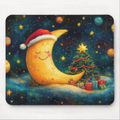 Tapis De Souris Fête de Noël drôle Lune Galaxy (Devant)