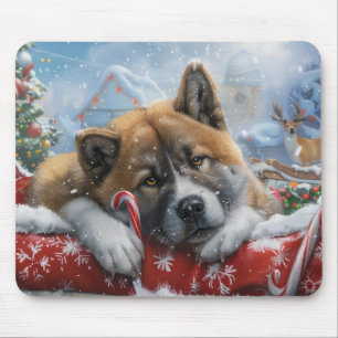 Tapis De Souris Fête de Noël du chien Akita
