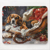 Tapis De Souris Fête de Noël du chien beagle (Devant)