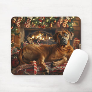 Tapis De Souris Fête de Noël du chien de Rhodesian Ridgeback