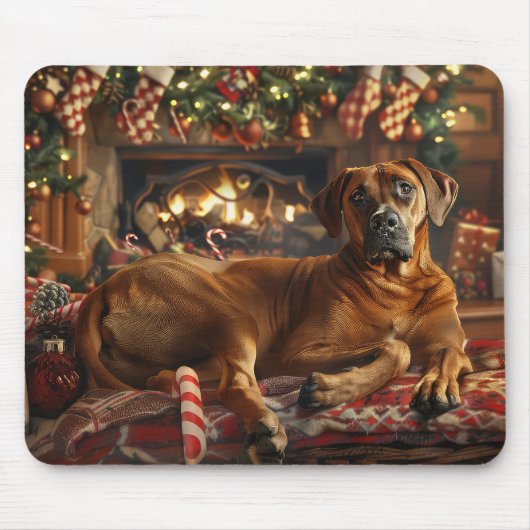 Tapis De Souris Fête de Noël du chien de Rhodesian Ridgeback (Devant)