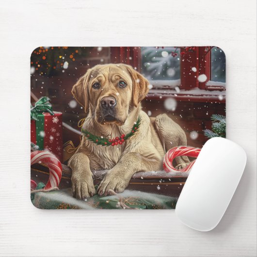 Tapis De Souris Fête de Noël du chien du Labrador (Avec souris)