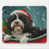 Tapis De Souris Fête de Noël du chien tibétain Terrier (Devant)
