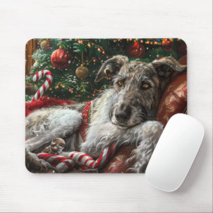 Tapis De Souris Fête de Noël du loup Hound Dog