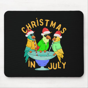 Tapis De Souris Fête de Noël en Juillet Parrot oiseau drôle de pis
