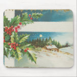 Tapis De Souris fête de noël neige sainte hiver<br><div class="desc">Une carte de Noël à l'ancienne datant d'environ 1910,  c'est la maison parfaite pour la scène de Noël avec une maison dans la neige et la décoration sainte à l'avant. Joyeux Noël!</div>