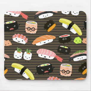 Tapis De Souris Fête de Sushi - Motif de Personnages de Sushi Amus