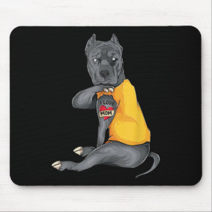 Tapis De Souris Fête des mères chien drôle Pitbull I Love Maman Ta
