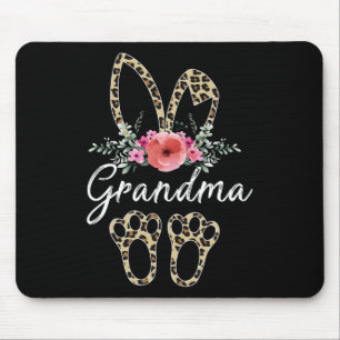 Tapis De Souris Fête des Mères Pâques pour grand-mère Leopard Bunn