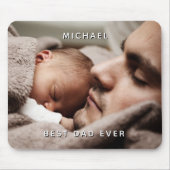 Tapis De Souris Fête des pères Meilleur papa Jamais Nom et photo p (Devant)
