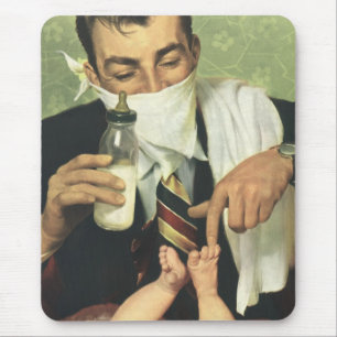 Tapis De Souris Fête des pères vintage, papa donne une bouteille à