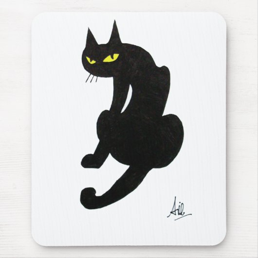 TAPIS DE SOURIS FÊTE D'HALLOWEEN CHAT NOIR (Devant)