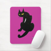 TAPIS DE SOURIS FÊTE D'HALLOWEEN CHAT NOIR (Avec souris)