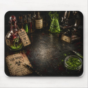 Tapis De Souris Fête d'Halloween dans le laboratoire du scientifiq