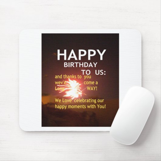 Tapis De Souris Fête Fireworks avec message Merci (Avec souris)