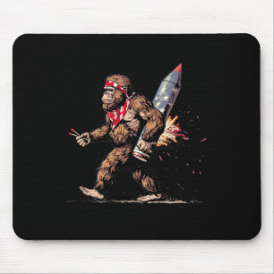 Tapis De Souris Feu d'artifice 4 juillet Hommes Sasquatch Amérique