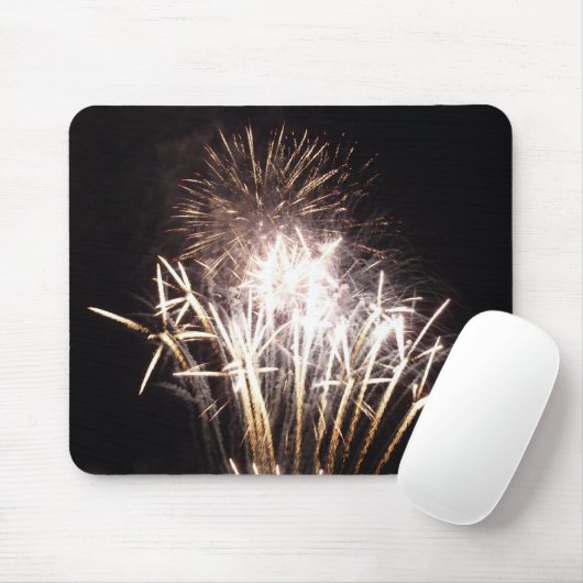 Tapis De Souris Feu d'artifice blanc et or I Fête patriotique (Avec souris)