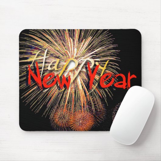 Tapis De Souris Feu d'artifice Bonne Année 2019 Mousepad (Avec souris)