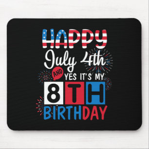 Tapis De Souris Feu d'artifice Joyeux 4 juillet Oui C'est mon 8e a
