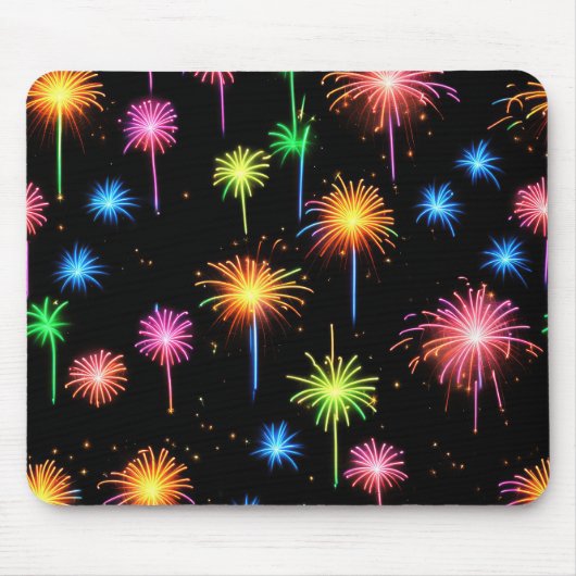 Tapis De Souris Feu d'artifice Neon Noir (Devant)