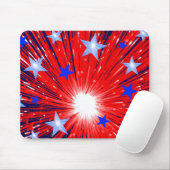 Tapis De Souris Feu d'artifice Rouge Blanc bleu mousepac (Avec souris)