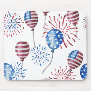 TAPIS DE SOURIS FEU DE BALLONS BLEUS BLANCS ROUGES PATRIOTIQUES