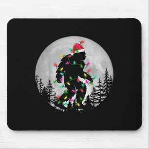 Tapis De Souris Feu de Noël Bigfoot Lumière Santa Hat Night Moon X