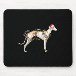 Tapis De Souris Feu de Noël Casquette de chien Whippet Santa Claus