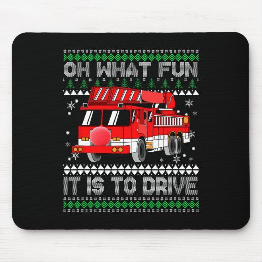 Tapis De Souris Feu de Noël moche - Camion d'incendie (Devant)