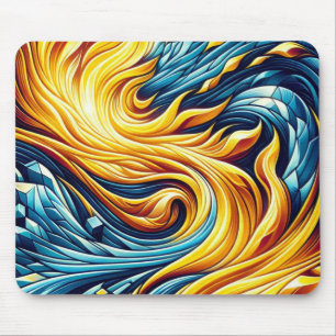 Tapis De Souris Feu Jaune Coulant Motif Géométrique De Glace