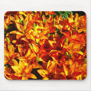 Tapis De Souris Feu orange Lily Fleur Mousepad