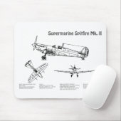 Tapis De Souris Feu Spitfire Supermarine - Plan d'avion BD (Avec souris)