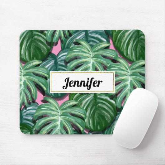 Tapis De Souris Feuillage Feuille Tropical Vert & Lush Custom (Avec souris)