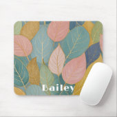 Tapis De Souris Feuillage lunaire : Mat Feuille Pastel (Avec souris)