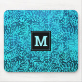 Tapis De Souris Feuillage monogramme turquoise feuille motif moder (Devant)