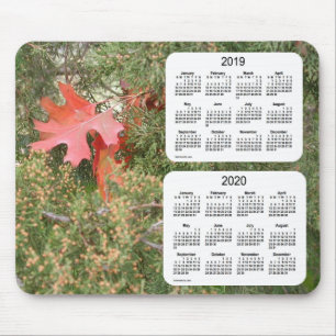 Tapis De Souris Feuille 2019-2020 de chêne calendrier de 2 ans pa