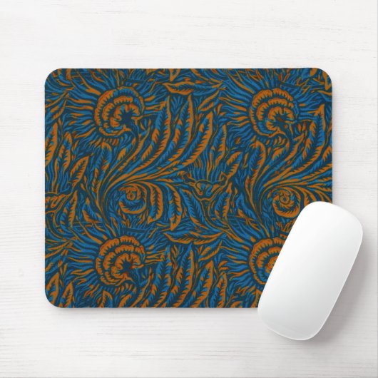 Tapis De Souris Feuille botanique d'acanthe de style sarcelle Will (Avec souris)