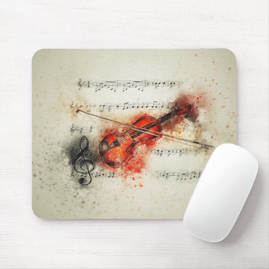 Tapis De Souris Feuille d'aquarelle Musique et violon (Avec souris)