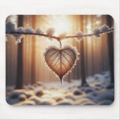Tapis De Souris Feuille de coeur sur la branche hivernale (Devant)