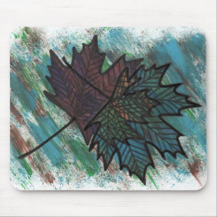 Tapis De Souris Feuille de Érable Abstraite Ligne Art Botanique Gr