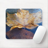 Tapis De Souris Feuille d'érable jaune congelée Automne Nature (Avec souris)
