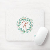 Tapis De Souris Feuille d'eucalyptus vert Sage moderne couronne (Avec souris)