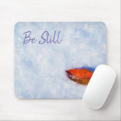 Tapis De Souris Feuille rouge dans l'art photographique hivernal (Avec souris)