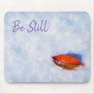 Tapis De Souris Feuille rouge dans l'art photographique hivernal