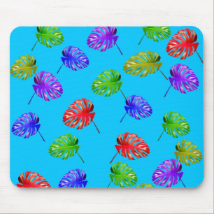 Tapis De Souris Feuille tropical Arrière - plan bleu Mousepad