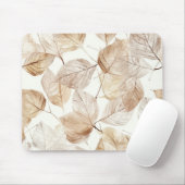 Tapis De Souris Feuilles blanches beige (Avec souris)