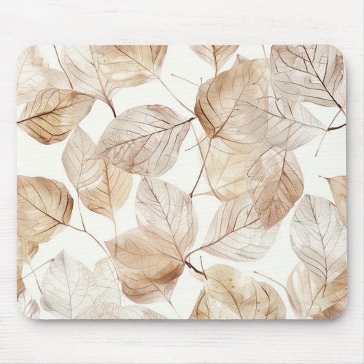 Tapis De Souris Feuilles blanches beige (Devant)